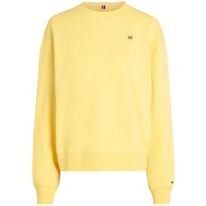 Tommy Hilfiger Sweatshirt met contrasterende vlag voor dames, Geel (Citronella), XXS