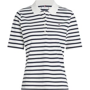 Tommy Hilfiger - Poloshirt - Breton Ecru/Dark Night Navy - Korte Mouwen - Knoopsluiting