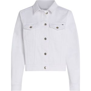 Tommy Hilfiger - DNM SLIM JACKET - Jack - Optic White - Katoen - Logoborduursel