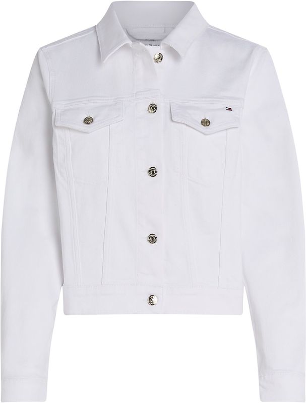 Tommy Hilfiger - DNM SLIM JACKET - Jack - Optic White - Katoen - Logoborduursel