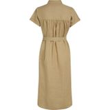Tommy Hilfiger Linnen midi-hemdjurk met korte mouwen voor dames, Beige (Kameel), 58