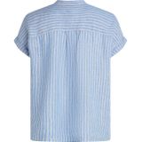 Tommy Hilfiger - ESS Linnen Collarless S/S Blouse - Blauw - Viscose Crêpe