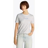 TOMMY HILFIGER - Shirt - Blauw - Jersey - Ronde Hals, Logoprint, Kwartmouw