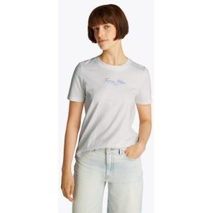 TOMMY HILFIGER - Shirt - Blauw - Jersey - Ronde Hals, Logoprint, Kwartmouw