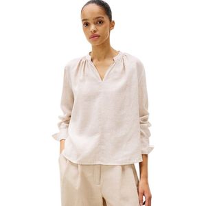 Blouse - Gestreept - Linnen - Tuniek Kraag - Losse Pasvorm
