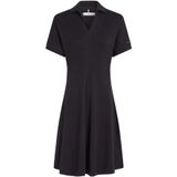 TOMMY HILFIGER - LYOCELL OPEN-NK F&F POLO JURK - Zwart - 65% Lyocell