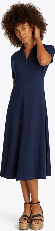 Tommy Hilfiger - Jurk - Navy - Jersey - Polokraag, Effen, 3/4 Lengte