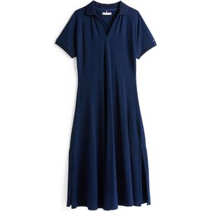 Tommy Hilfiger Polokleid "LYOCELL OPEN-NK MIDI DRESS", in Midi-Länge, mit angeschnittenen Ärmeln