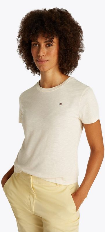 Tommy Hilfiger - SLUB REG C-NK SS - T-shirt - Calico - Met Vlamgaren Structuur en Logoborduurwerk