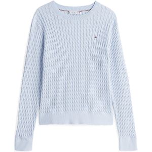 TOMMY HILFIGER - Trui - Lichtblauw - Knitwear - Ronde Hals, Lange Mouw, Effen Motief