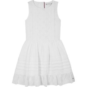Tommy Hilfiger - EMBROIDERED COTTON DRESS SLVLS - Zomerjurk - Wit - Met Delicate Gaatjesborduursel