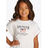 Tommy Hilfiger - HILFIGER SEQUINS FLAG TEE SS - T-shirt - Wit - Katoen