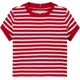 Tommy Hilfiger - T-shirt - Rood/Wit - Katoen/Viscose/Elastaan