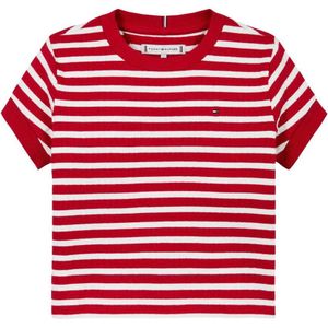 Tommy Hilfiger - T-shirt - Rood/Wit - Katoen/Viscose/Elastaan