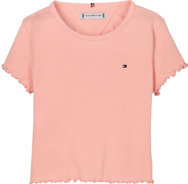 Tommy Hilfiger - ESSENTIAL RIB TOP - T-shirt - Coral Ice - Katoenmix - Korte Mouwen