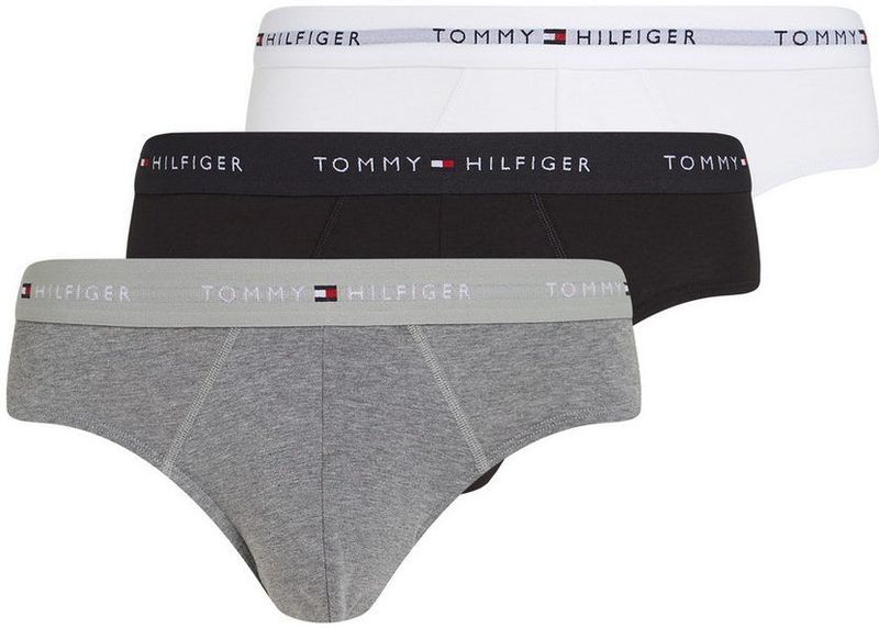 Tommy Hilfiger - Underwear - Slip - Mid Hthr/Blck/Th Wht - 3 Stuks - Elastische Logo-band