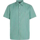Tommy Hilfiger - Gestreept Overhemd - Groen - Korte Mouwen - Poplin