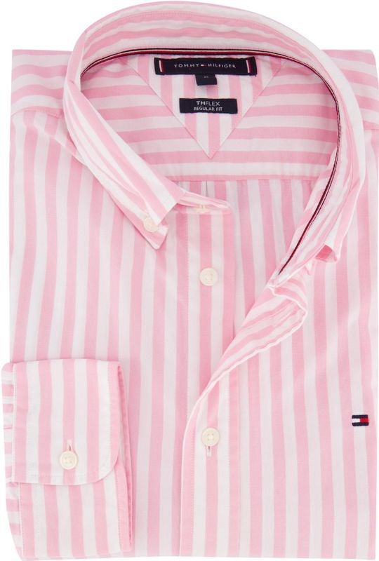 Tommy Hilfiger - Casual Hemd - Roze - Flex Poplin - Lange Mouw