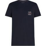 Tommy Hilfiger Heren HILFIGER STACK TEE MW0MW38622 S/S T-shirt, blauw, XS, Blauw (Woestijnhemel), XS