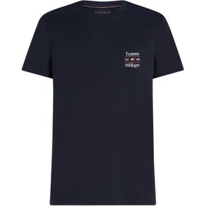 Tommy Hilfiger Heren HILFIGER STACK TEE MW0MW38622 S/S T-shirt, blauw, XS, Blauw (Woestijnhemel), XS