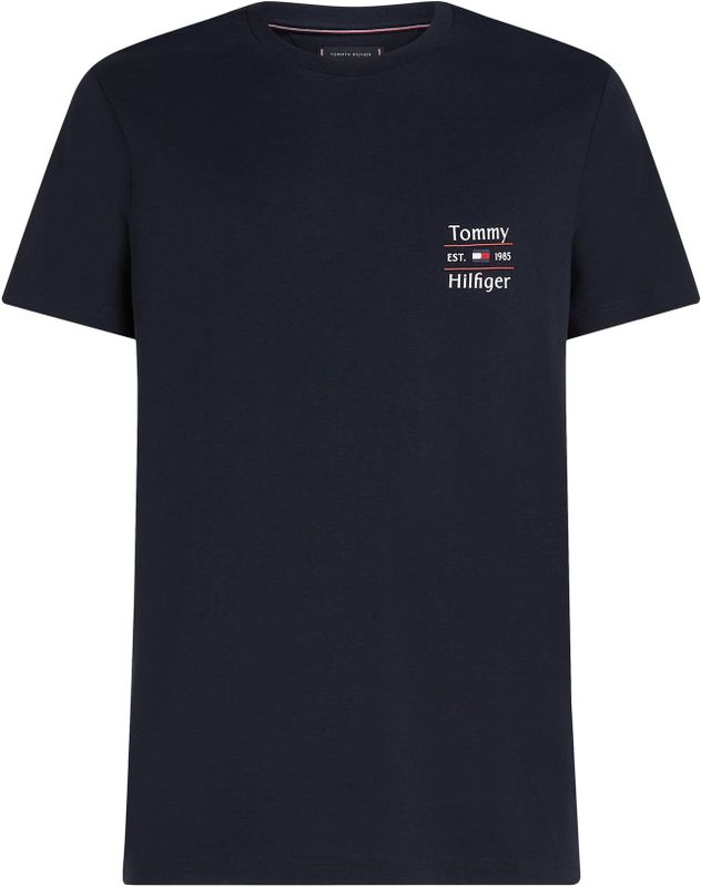 Tommy Hilfiger Heren HILFIGER STACK TEE MW0MW38622 S/S T-shirt, blauw, XS, Blauw (Woestijnhemel), XS