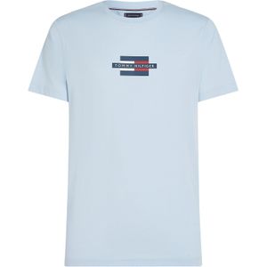Tommy Hilfiger - Strike Through Flag T-Shirt - Sky - Katoen