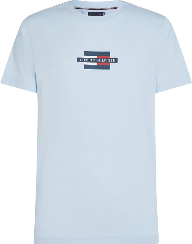 Tommy Hilfiger - Strike Through Flag T-Shirt - Sky - Katoen