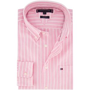 Tommy Hilfiger - Regular Fit - Overhemd - Roze Gestreept - 100% Katoen