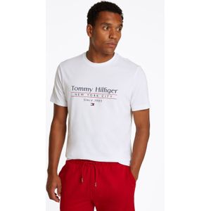 Tommy Hilfiger - HILFIGER CENTER STACK TEE - T-shirt - Wit - Katoen