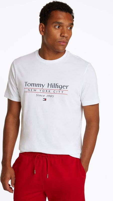 Tommy Hilfiger - HILFIGER CENTER STACK TEE - T-shirt - Wit - Katoen