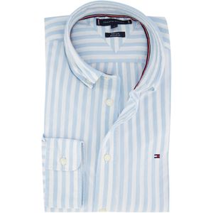 Tommy Hilfiger - Casual Overhemd - Blauw - 100% Linnen - Lange Mouwen