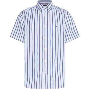 Tommy Hilfiger - Gestreept Overhemd - Wit Blauw - Korte Mouwen - Poplin