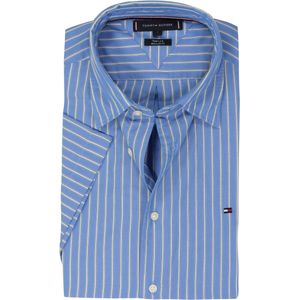 Tommy Hilfiger - Middenblauw Overhemd - Korte Mouwen - Poplin