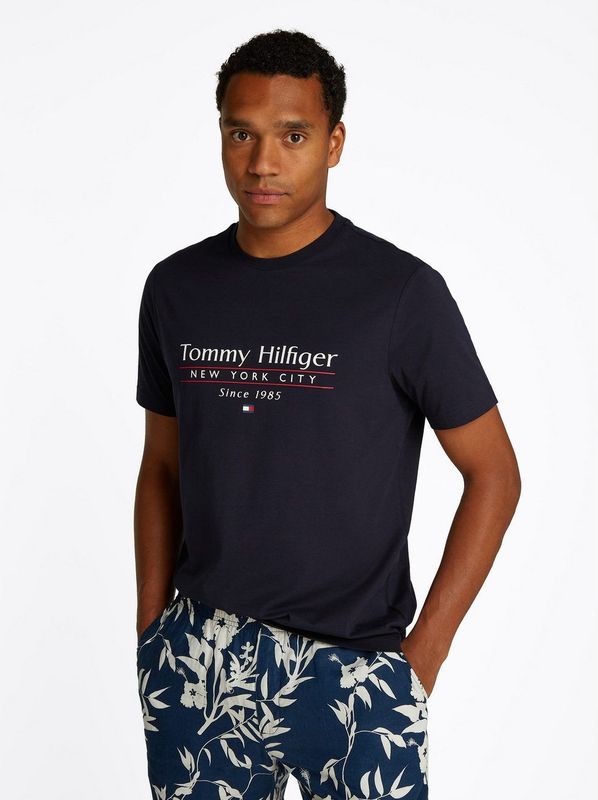 Tommy Hilfiger - Casual T-shirt - Marineblauw - Katoen
