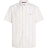 Tommy Hilfiger - Overhemd - Wit met Geel - Poplin - Korte Mouwen