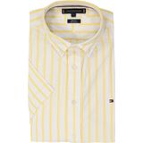 Tommy Hilfiger - Overhemd - Wit met Geel - Poplin - Korte Mouwen