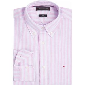 Tommy Hilfiger - Linen Essential - Overhemd - Roze met Wit Gestreept - Katoen