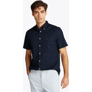 Tommy Hilfiger - Flex Poplin Shirt - Korte Mouw - Donkerblauw - Popeline