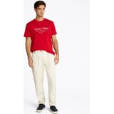 Tommy Hilfiger - HILFIGER CENTER STACK TEE - T-shirt - Medium Red - Korte Mouwen