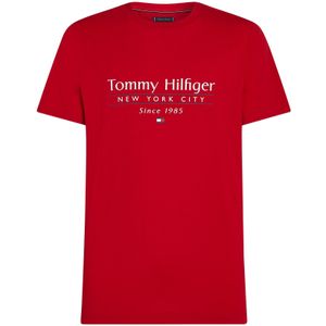 Tommy Hilfiger - HILFIGER CENTER STACK TEE - T-shirt - Medium Red - Korte Mouwen