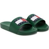 Tommy Hilfiger - Groene Pool Slide Sandalen - Synthetisch Bovenwerk - Casual
