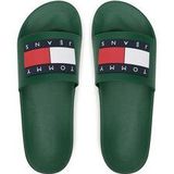 Tommy Hilfiger - Groene Pool Slide Sandalen - Synthetisch Bovenwerk - Casual