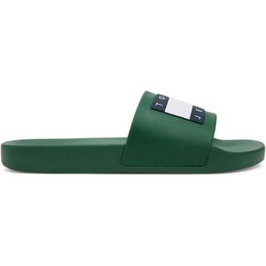 Tommy Hilfiger - Groene Pool Slide Sandalen - Synthetisch Bovenwerk - Casual