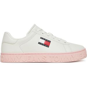 Tommy Jeans - Sneakers - Wit - Leer - Casual ontwerp met Veters