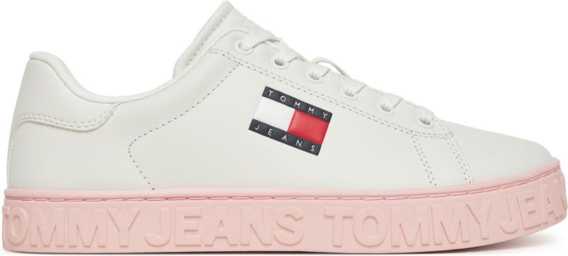 Tommy Jeans - Sneakers - Wit - Leer - Casual ontwerp met Veters