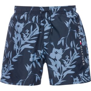 Tommy Hilfiger Zwembroek - Donkerblauw met Lichtblauwe Bloemenprint