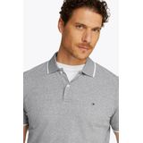 Tommy Hilfiger - Polo - Groen Gemeleerd - Katoen/Linnen - Korte Mouwen