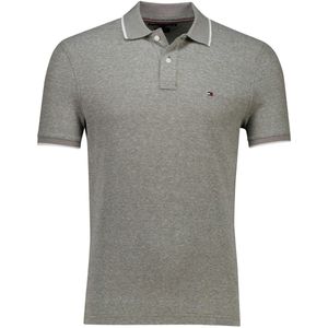 Tommy Hilfiger - Polo - Groen Gemeleerd - Katoen/Linnen - Korte Mouwen