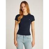 Tommy Jeans Dames S/S T-shirt, Multi (ecru/Dark Night Navy), XXS