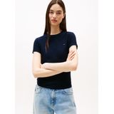 Tommy Jeans Dames S/S T-shirt, Multi (ecru/Dark Night Navy), XXS